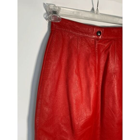 LNR Women's Knee Length Leather A-Line Skirt Red Size 6 - Picture 7 of 11
